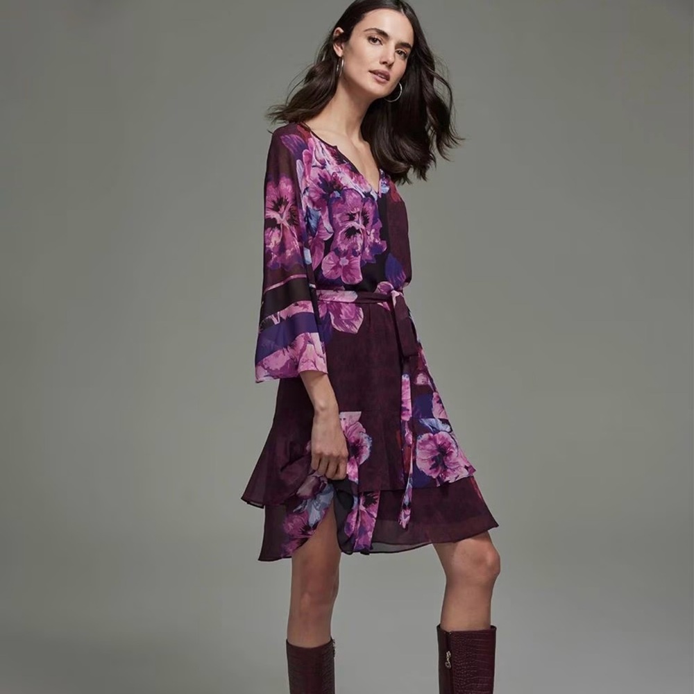 NWT, White House Black Market Purple Floral Dress